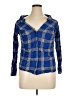 H&M 100% Cotton Plaid Blue Long Sleeve Blouse Size 14 - photo 1