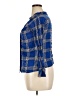 H&M 100% Cotton Plaid Blue Long Sleeve Blouse Size 14 - photo 5