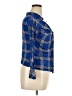H&M 100% Cotton Plaid Blue Long Sleeve Blouse Size 14 - photo 4
