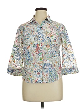 Alfred Dunner 3/4 Sleeve Button Down Shirt