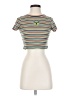 Papaya 100% Spandex Stripes Ivory Short Sleeve Turtleneck Size S - photo 1