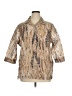 Alia Animal Print Tan 3/4 Sleeve Button-Down Shirt Size 16 Petite - photo 1
