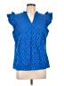 BTFBM 100% Cotton Blue Short Sleeve Blouse Size L - photo 1