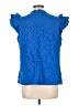 BTFBM 100% Cotton Blue Short Sleeve Blouse Size L - photo 2