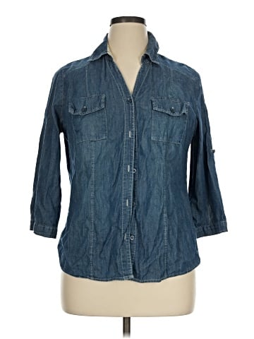 a.n.a. A New Approach 3/4 Sleeve Button-Down Shirt (view 1)