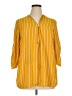 rue21 Stripes Yellow 3/4 Sleeve Blouse Size 1X - photo 1