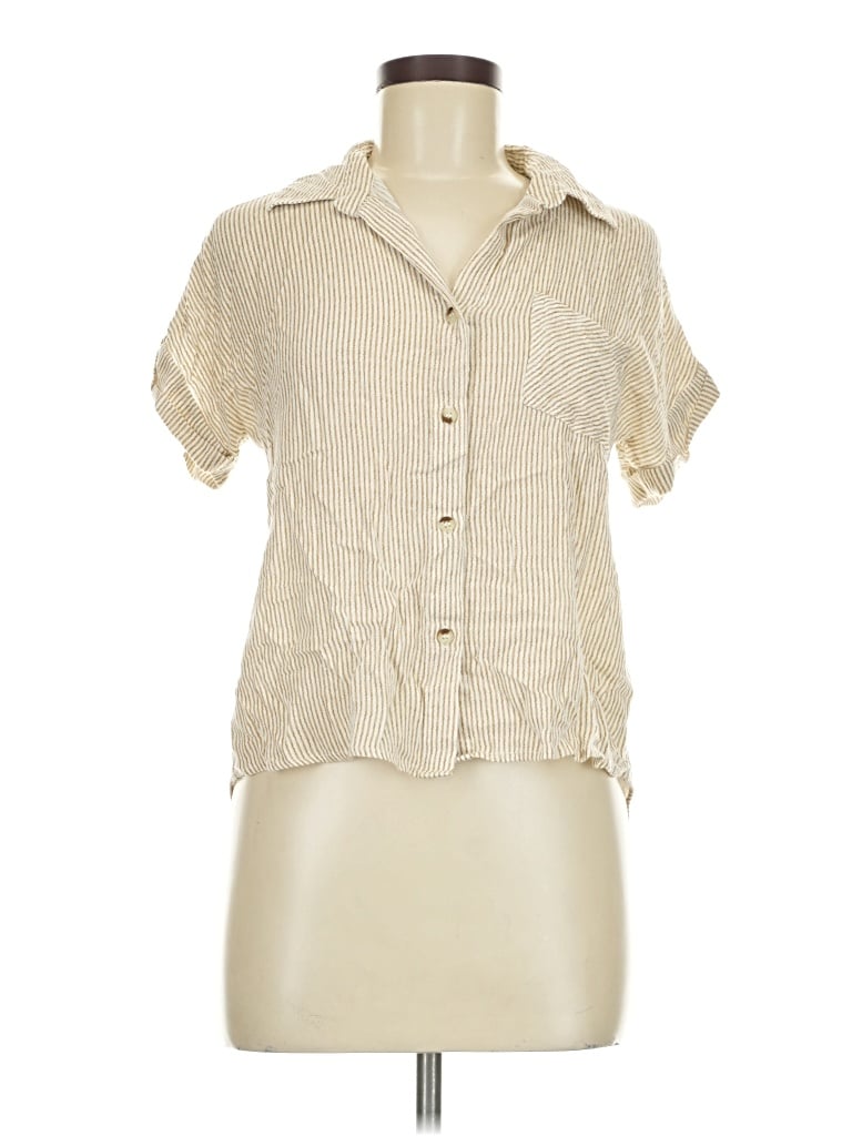 Pre-owned Sim & Sam Short Sleeve Blouse In Ivory
