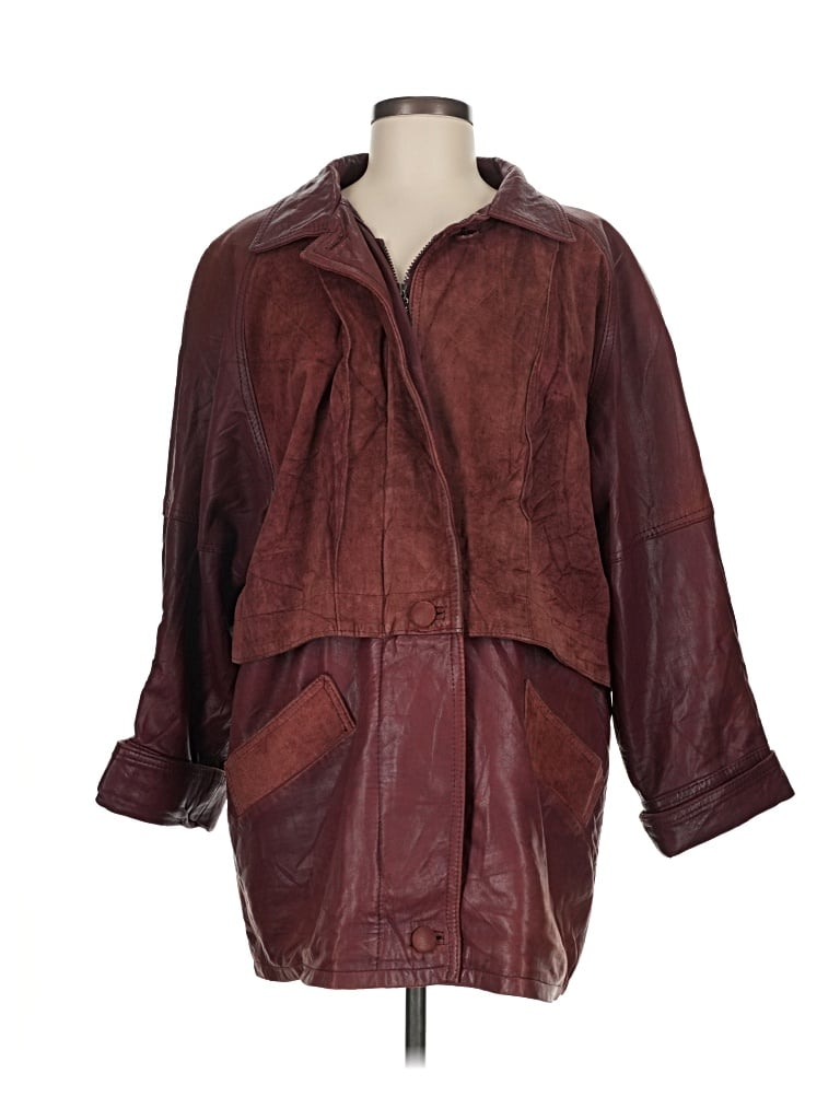 Pre-owned Assorted Brands Coat In Burgundy