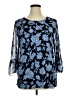 JM Collection Blue 3/4 Sleeve Blouse Size XL - photo 1