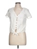 Roxy 100% Cotton Ivory Short Sleeve Blouse Size 10 - photo 1