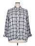 Talbots 100% Rayon Checkered-gingham Silver Long Sleeve Button-Down Shirt Size 2X - photo 1