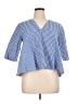 Zara Checkered-gingham Blue Short Sleeve Blouse Size XL - photo 1