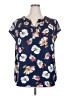 Papermoon Floral Blue Short Sleeve Blouse Size 2X - photo 1