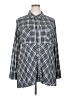 Westbound 100% Rayon Plaid Gray Long Sleeve Button-Down Shirt Size 2X - photo 1
