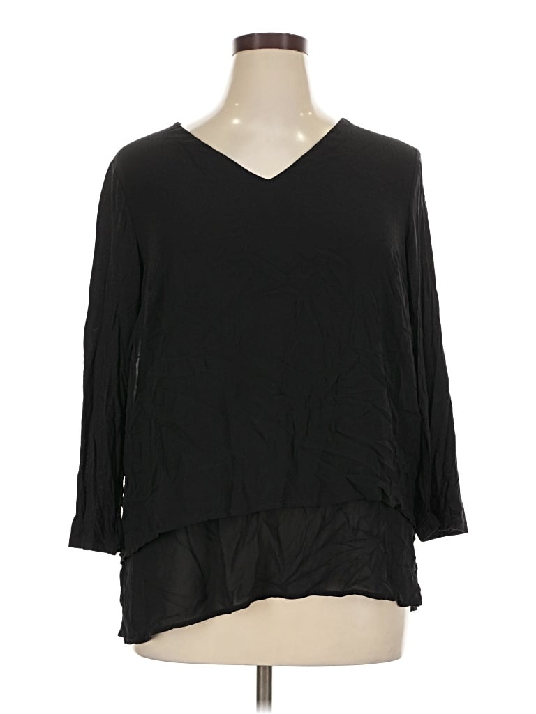Pre-owned Michael Michael Kors 3/4 Sleeve Top Black V-neck Tops