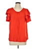 Skies Are Blue 100% Polyester Orange Short Sleeve Blouse Size L - photo 1
