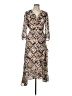 Veronica M. 100% Polyester Print Tan Casual Dress Size L - photo 1
