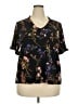 CeCe Floral Black Short Sleeve Blouse Size 2X - photo 1