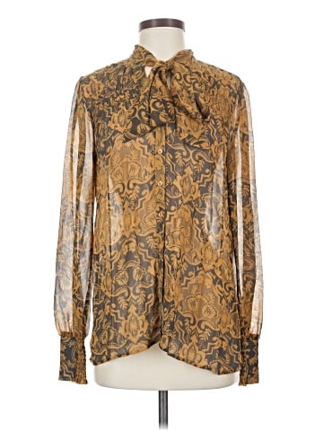 Hinge Long Sleeve Silk Top (view 1)