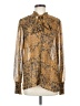 Hinge 100% Silk Paisley Gold Long Sleeve Silk Top Size XS - photo 1