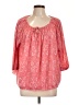 Faded Glory 100% Polyester Pink 3/4 Sleeve Blouse Size L - photo 1