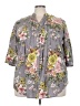 Denim 24/7 100% Cotton Floral Gray 3/4 Sleeve Button-Down Shirt Size 18 - photo 1