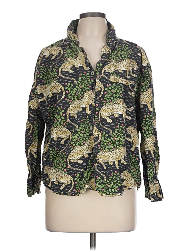 Pre-owned Printfresh Long Sleeve Button Down Shirt In Green
