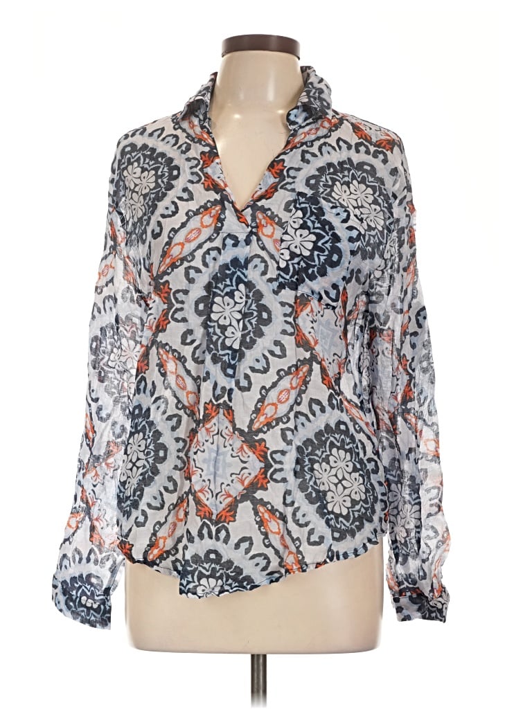 Pre-owned Assorted Brands Long Sleeve Blouse In Blue
