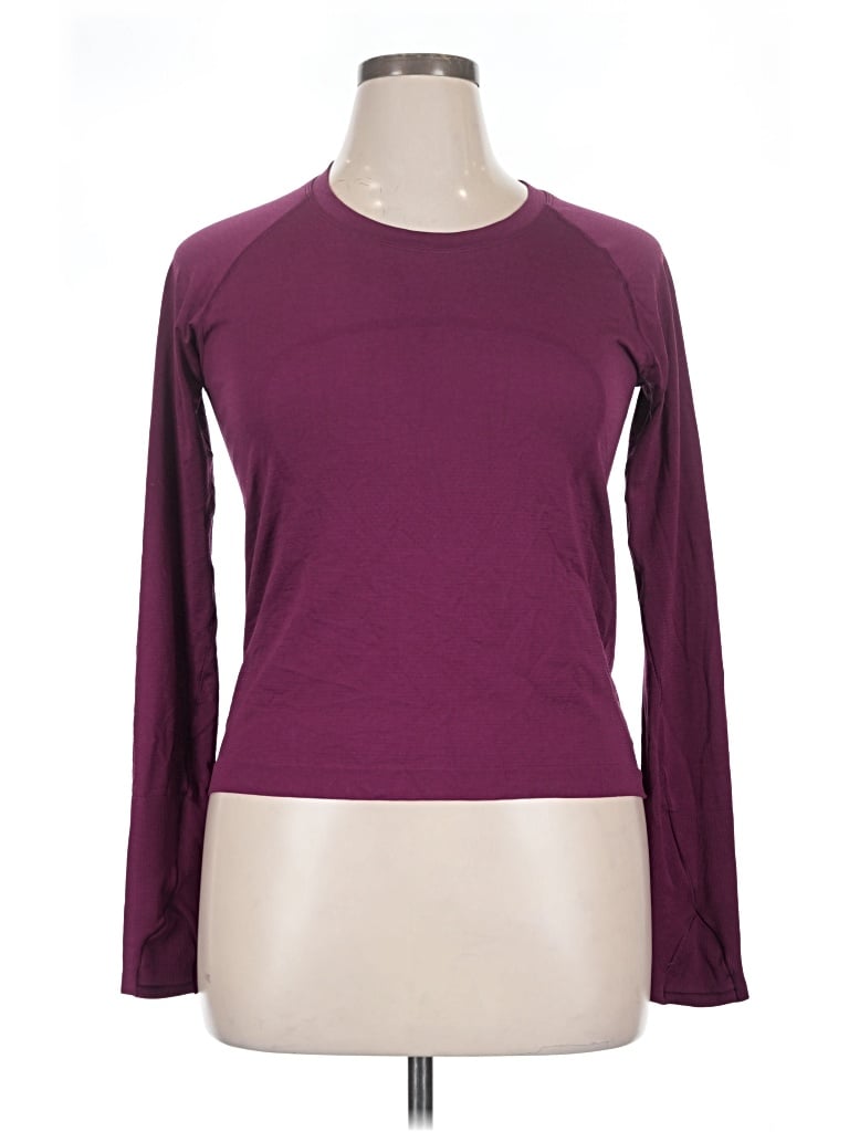 Pre-owned Lululemon Athletica Long Sleeve T-shirt In Burgundy