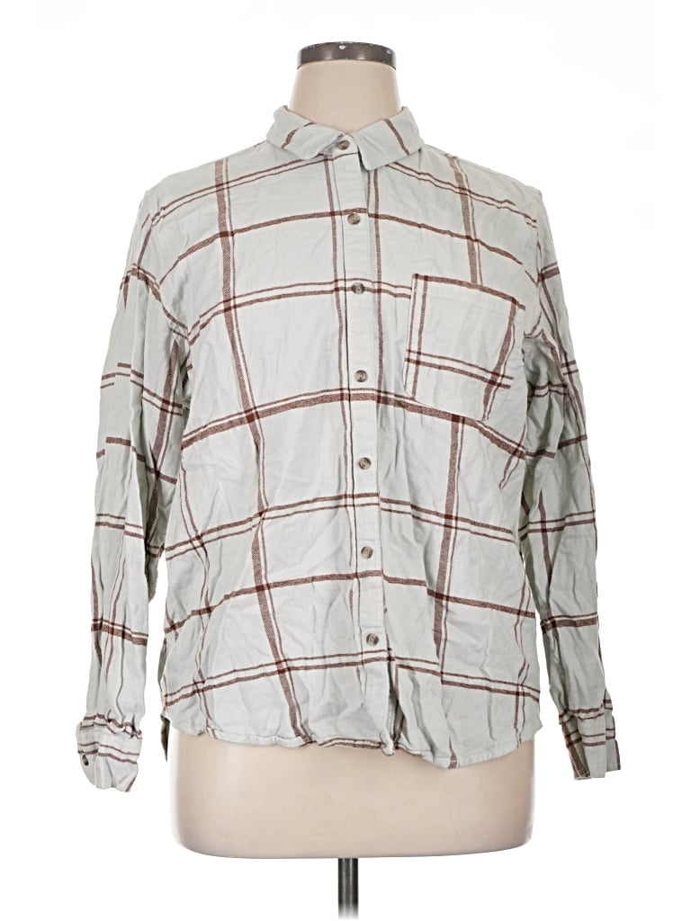 Pre-owned Universal Thread Long Sleeve Button Down Shirt In Gray