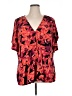 Bold Elements Floral Orange Short Sleeve Blouse Size 2X - photo 1