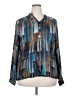 Ethyl 100% Rayon Print Blue Long Sleeve Blouse Size XXL - photo 1