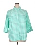 Eddie Bauer Checkered-gingham Green 3/4 Sleeve Blouse Size 2X - photo 1