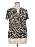 Anne Klein Animal Print Black Short Sleeve Blouse Size XL - photo 1