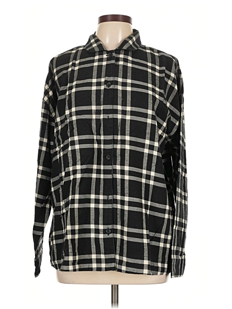 Pre-owned Hanna Andersson Long Sleeve Button Down Shirt In Black