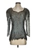 Lucca Couture 100% Silk Silver Gray 3/4 Sleeve Top Size S - photo 1
