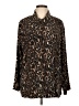 Maggie Barnes Animal Print Brown Long Sleeve Button-Down Shirt Size L - photo 1