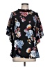 Rainbow Floral Black Short Sleeve Blouse Size L (estimated) - photo 1