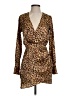 Zara 100% Polyester Animal Print Brown Cocktail Dress Size XS - photo 1