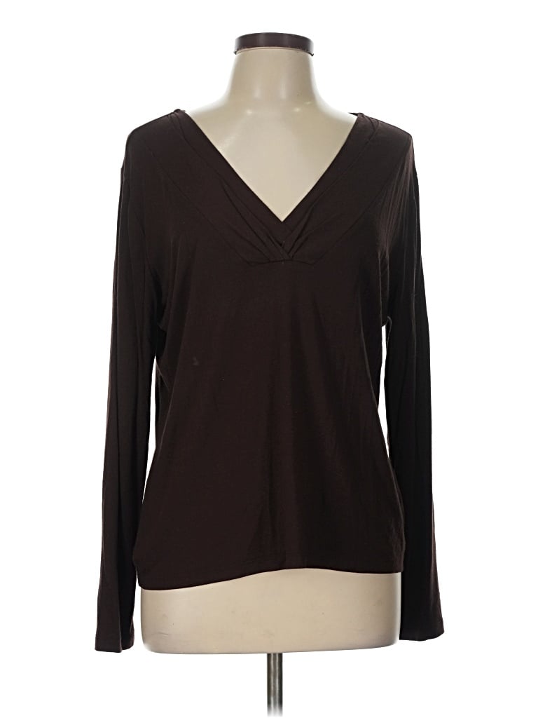 Pre-owned Coldwater Creek Long Sleeve Top Brown V-neck Tops