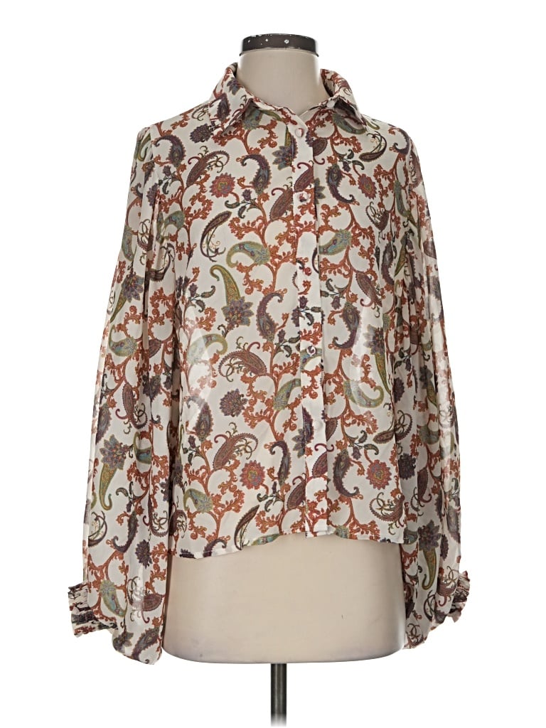 Pre-owned Vici Long Sleeve Blouse In Brown