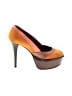 MARNI 100% Leather Color Block Stripes Brown Orange Heels Size EU (IT) 37 / US 7 - photo 1