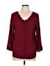 Fortune + Ivy 100% Polyester Burgundy 3/4 Sleeve Blouse Size L - photo 1