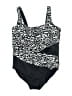 Longitude Animal Print Black One Piece Swimsuit Size 14 - photo 1