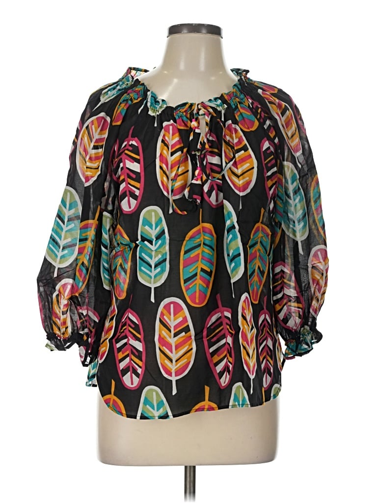 Pre-owned Nimo With Love 3/4 Sleeve Blouse In Black