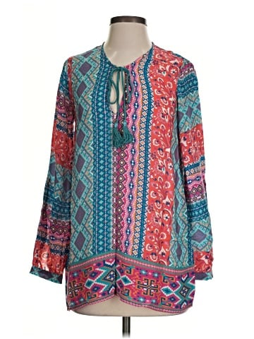 Tolani Long Sleeve Silk Top (view 1)