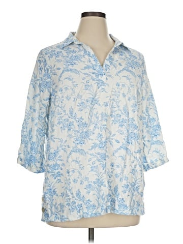 Laura Ashley 3/4 Sleeve Button-Down Shirt (view 1)