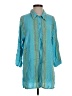 Elan Teal 3/4 Sleeve Button-Down Shirt Size S - photo 1