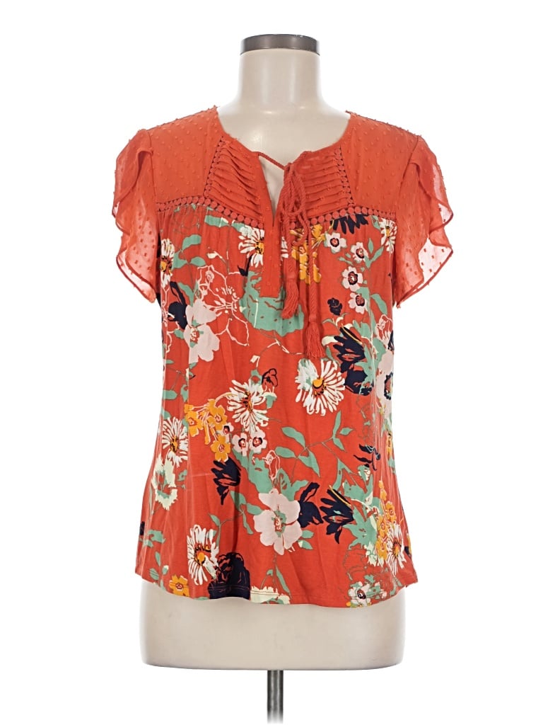 Click to view more detailed imagery on our partner's website Pre-owned Daniel Rainn Short Sleeve Blouse In Orange