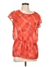 Halogen 100% Polyester Orange Short Sleeve Blouse Size L - photo 1
